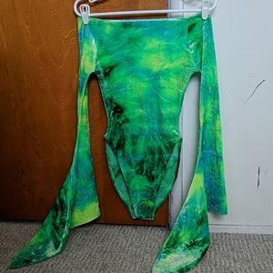 J Valentine Velvet Bell Sleeve Rave Bodysuit